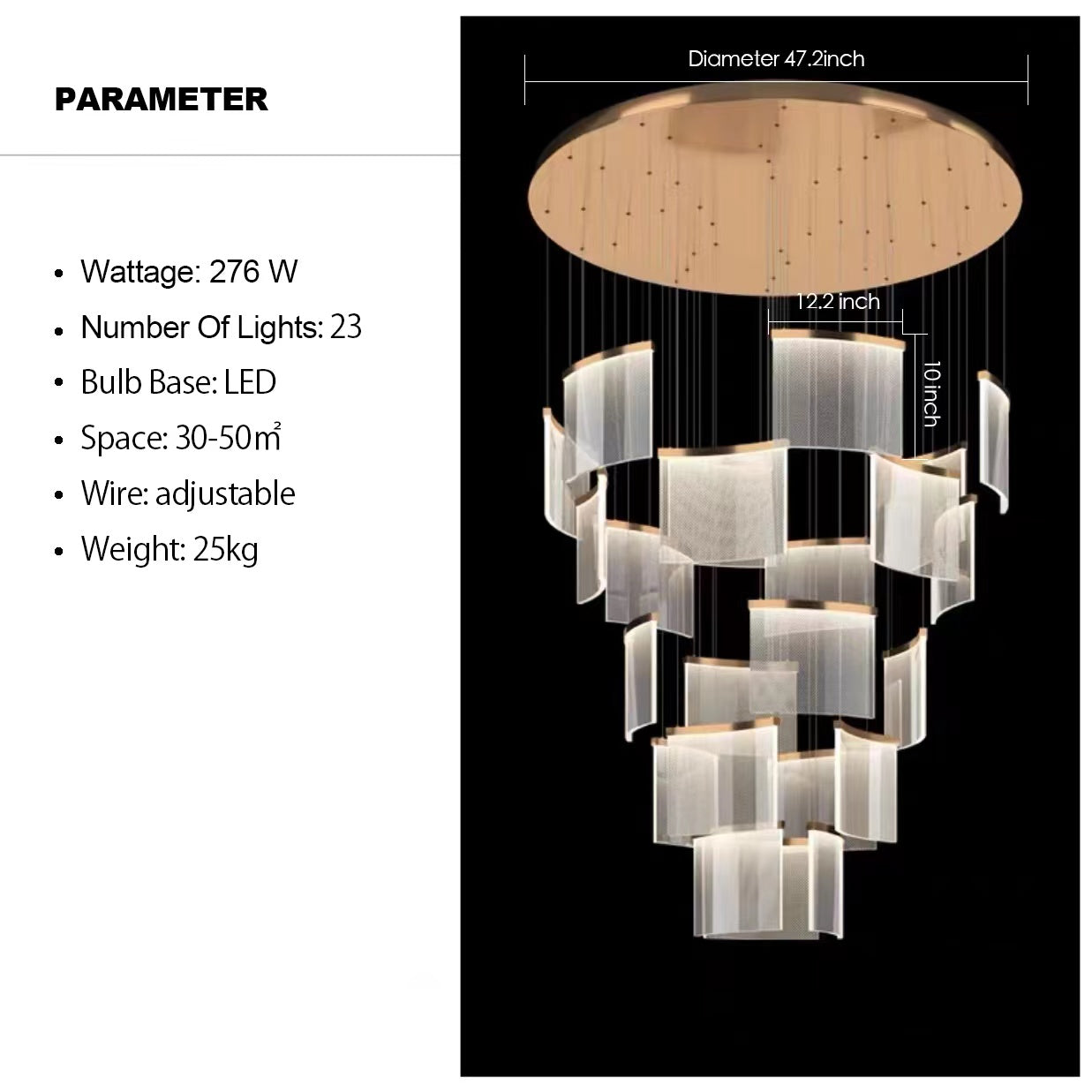 Designer Tile Spiral Chandelier for High-ceiling Foyer | Lamer Lighting (5)