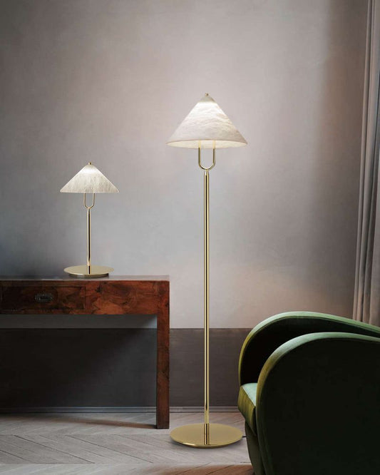Fuji Cone Alabaster Desk Table Lamp Wide 8" for bedroom home decor