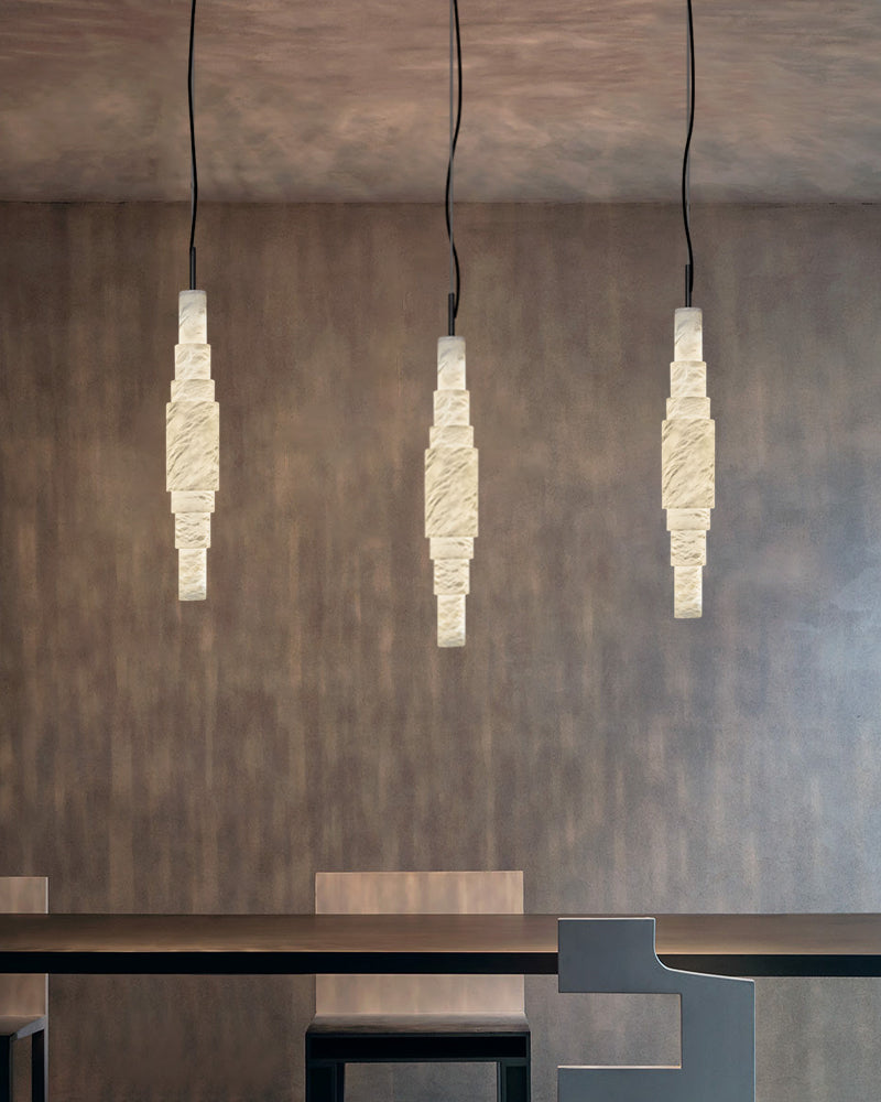 White Alabaster Cluster Pendant Lamp 3-lights for kitchen Island