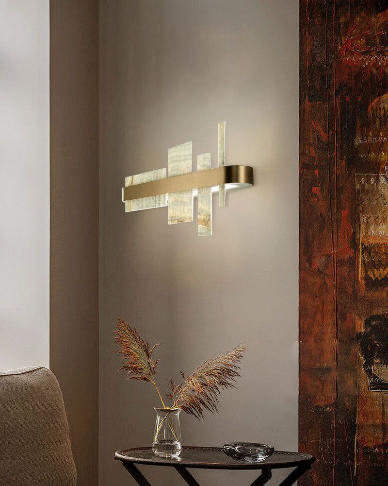 Long Cord Alabaster Ceiling Pendant Light Brushed Gold