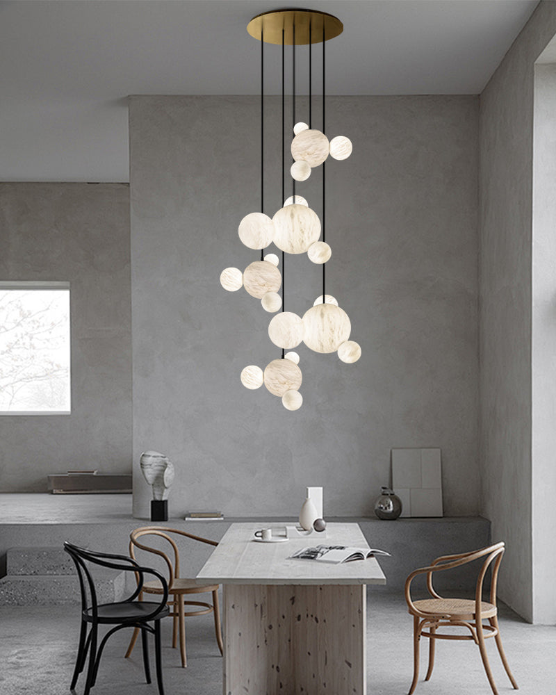 Minimalist Antique Alabaster Cluster Pendant Light Fixtures 6" Wide