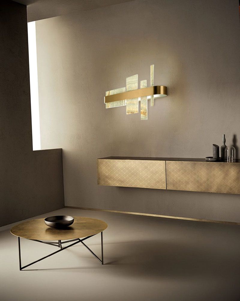 Long Cord Alabaster Ceiling Pendant Light Brushed Gold