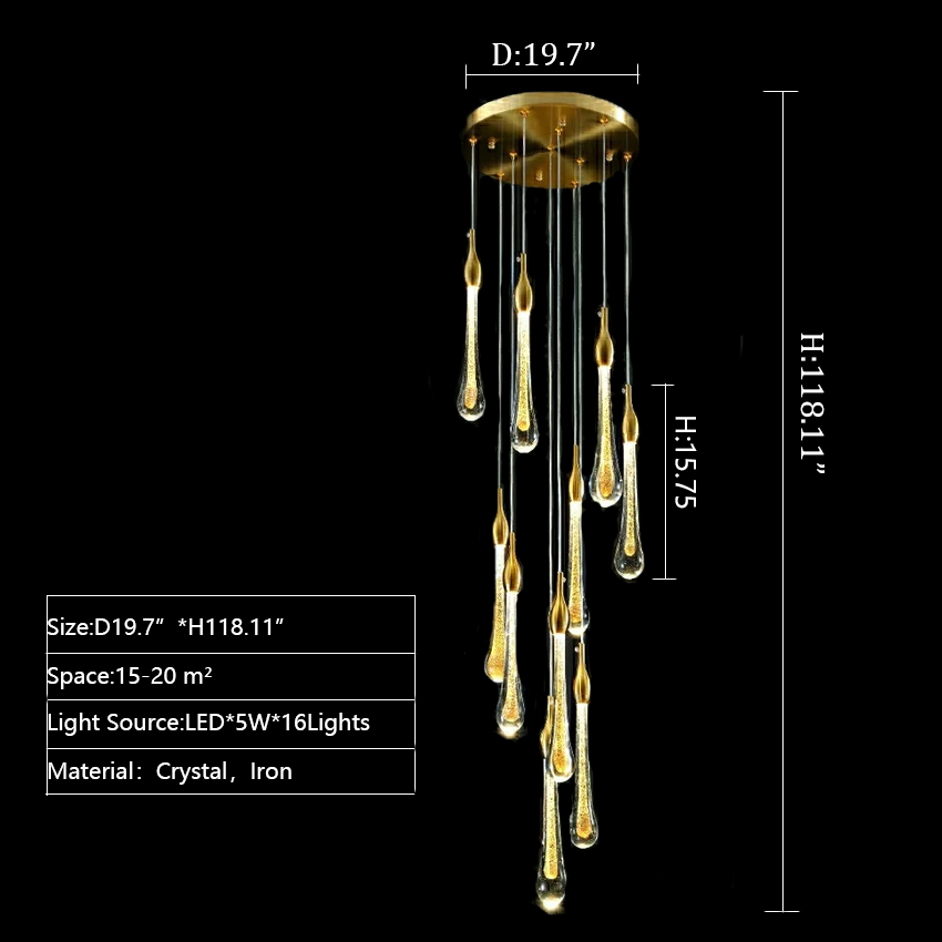 Lamer Lighting Grand Cascade Glass Drop Chandelier - Background Shot
