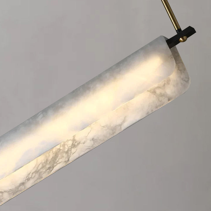 Eliana Alabaster Chandelier, Linear Chandelier Over Dining Room | Lamer Lighting (5)