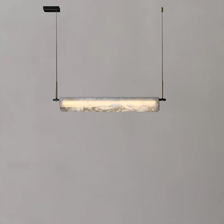 Eliana Alabaster Chandelier, Linear Chandelier Over Dining Room | Lamer Lighting (3)