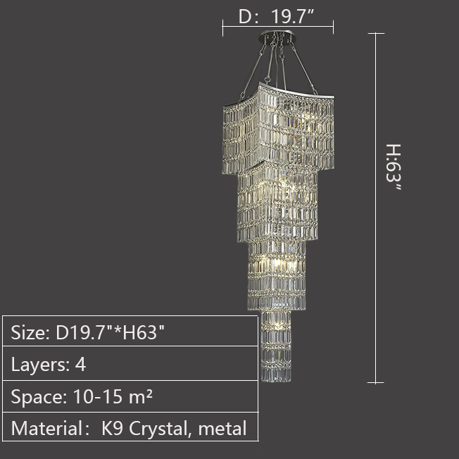 Lamer Lighting Grand Tiered K9 Crystal Foyer Chandelier - Background Shot