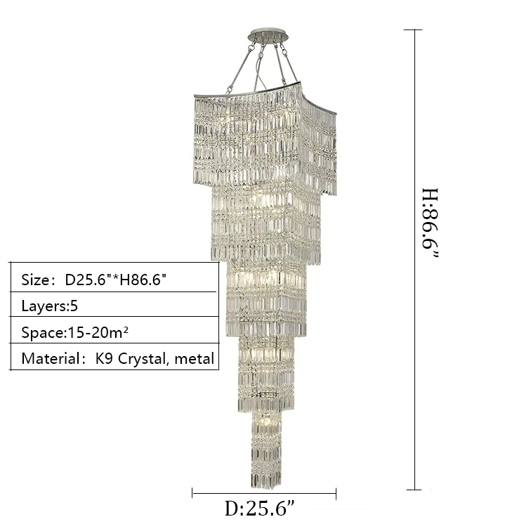 Lamer Lighting Grand Tiered K9 Crystal Foyer Chandelier - Background Shot