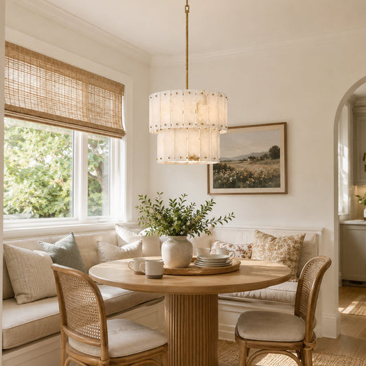 Simona Alabaster Round 2-Tier Chandelier 17.5"D 24"D