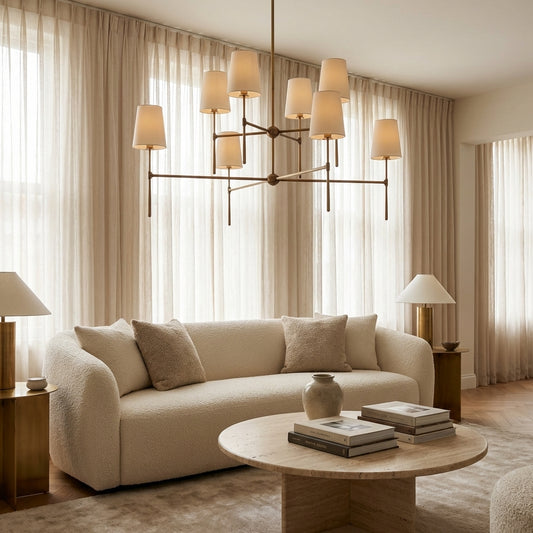 Lamer Lighting Veridian 2-Tier Round Chandelier 48" Diameter - sophisticated American living room