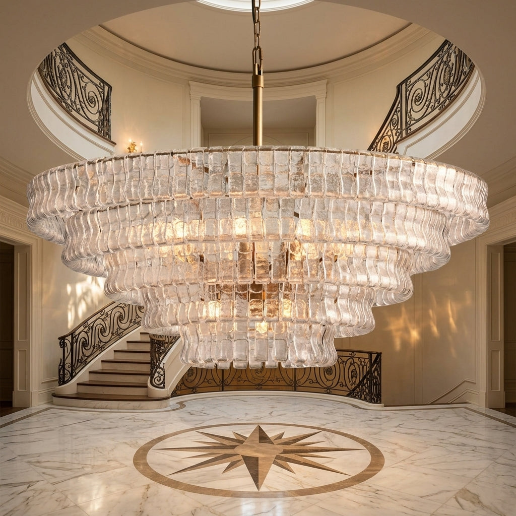 Lamer Lighting Lumina Round Chandelier 24"36"48"60" - grand American foyer with two-story ceiling