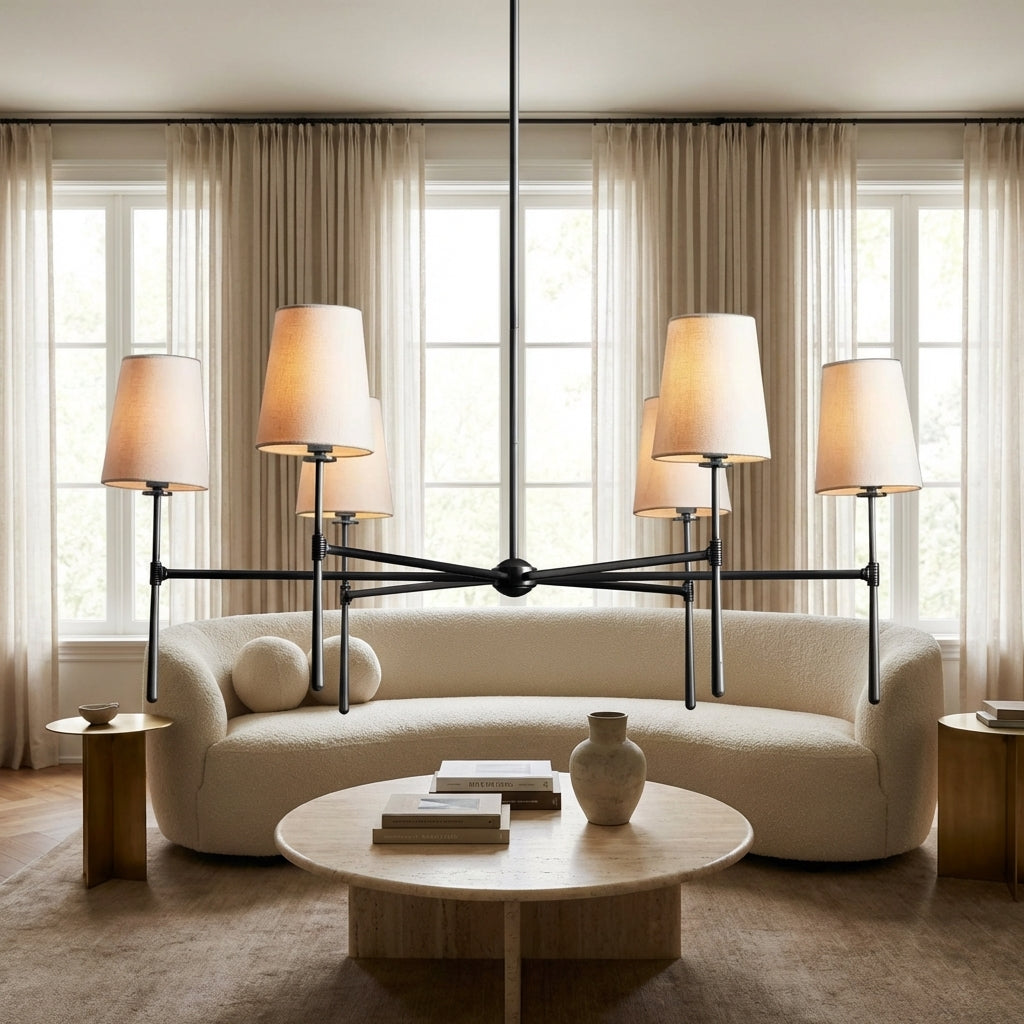 Lamer Lighting Aura Round Chandelier 4/6 Light - sophisticated American living room