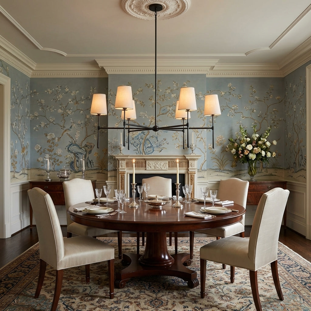 Lamer Lighting Aura Round Chandelier 4/6 Light - formal American dining room