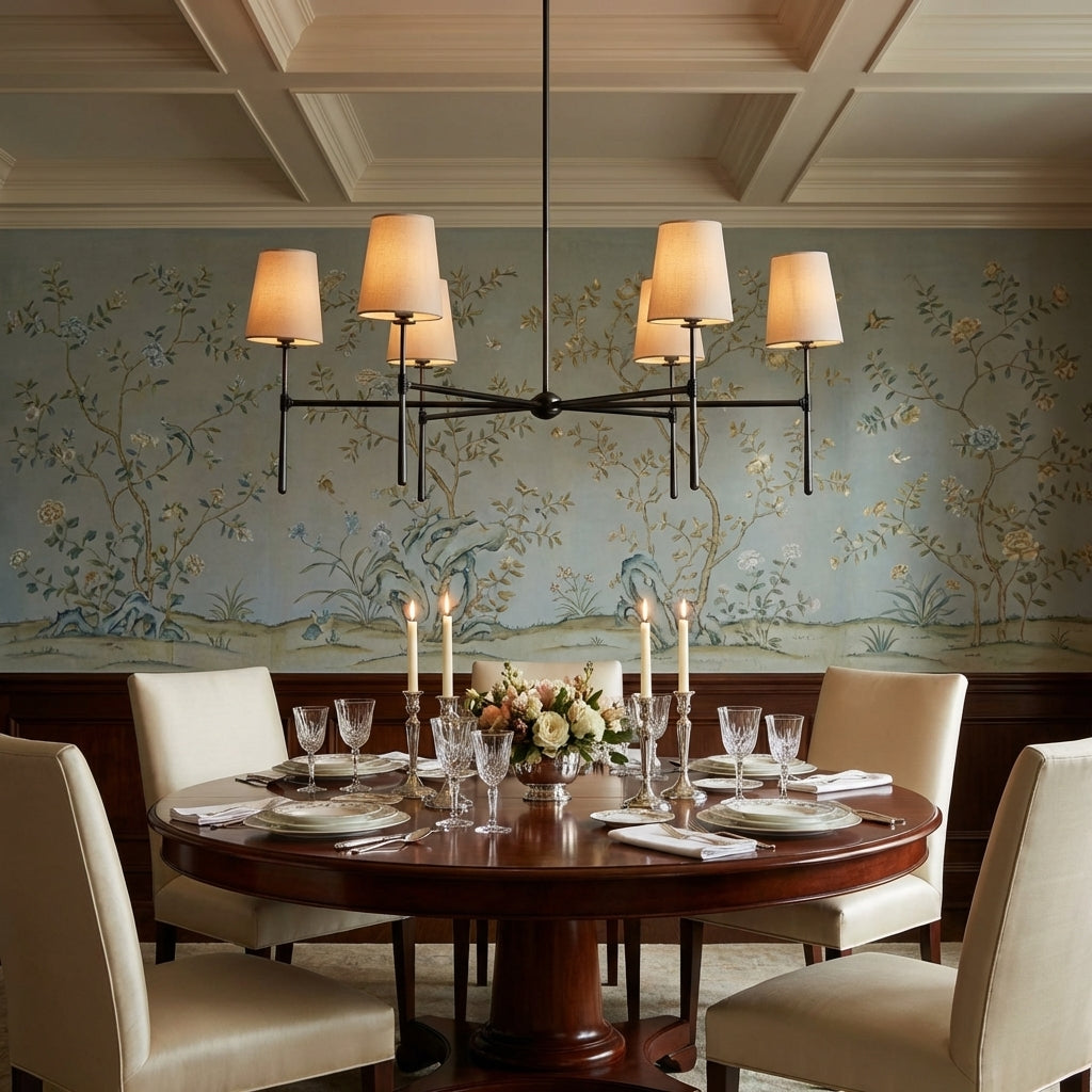 Lamer Lighting Aura Round Chandelier 4/6 Light - formal American dining room