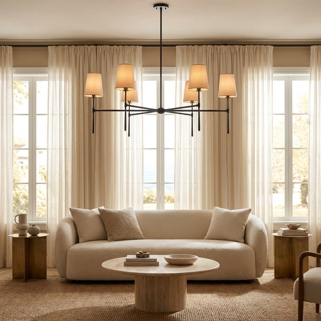 Lamer Lighting Aura Round Chandelier 4/6 Light - sophisticated American living room