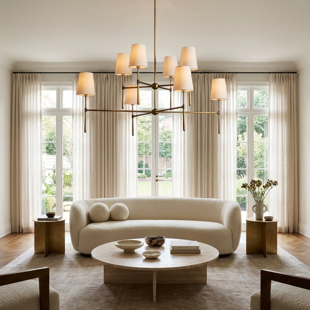Lamer Lighting Veridian 2-Tier Round Chandelier 48" Diameter - sophisticated American living room