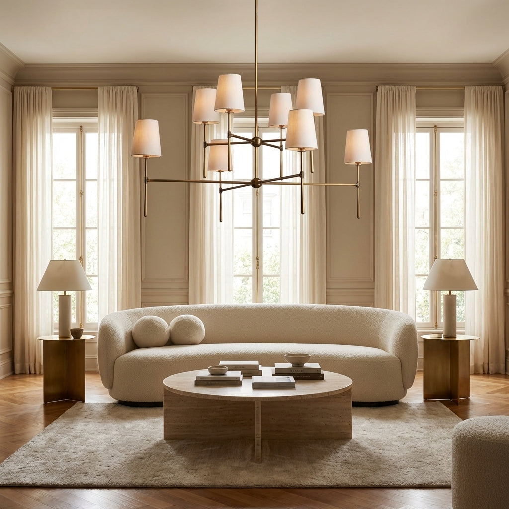 Lamer Lighting Veridian 2-Tier Round Chandelier 48" Diameter - sophisticated American living room