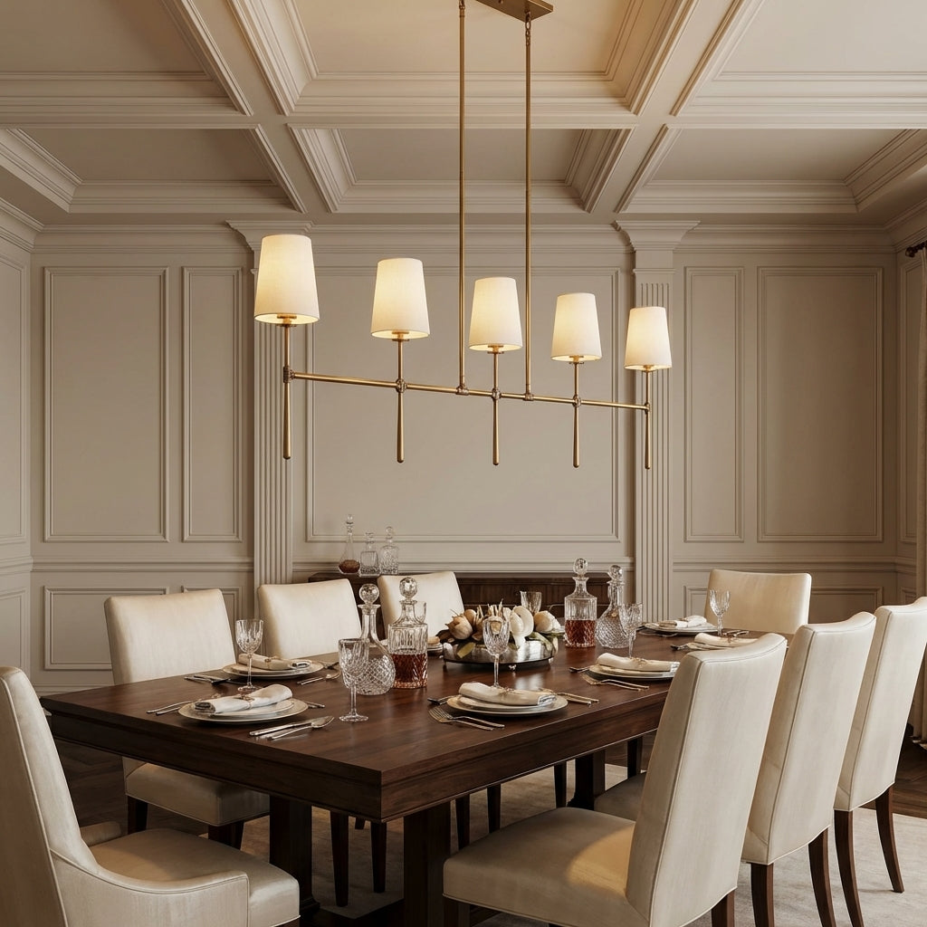 Lamer Lighting Aura Linear Chandelier 5/6 Light - formal American dining room