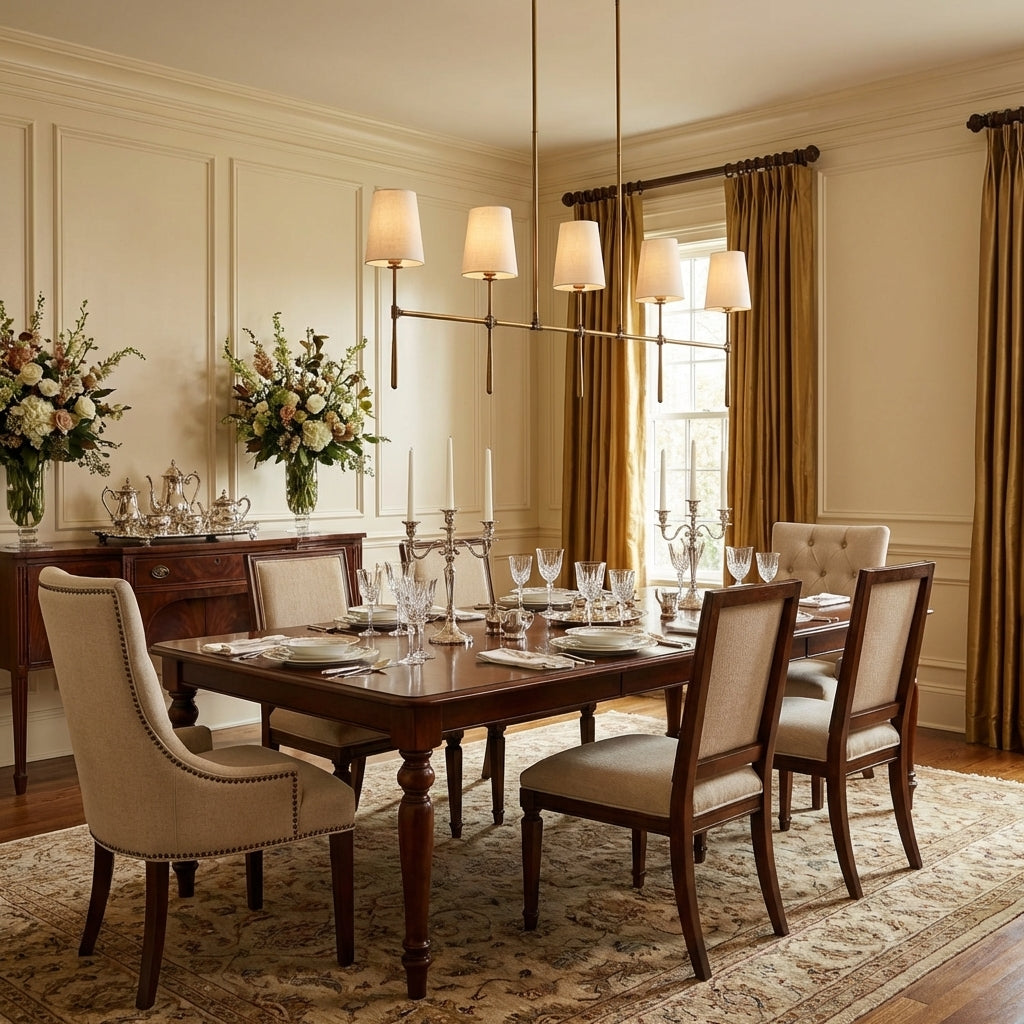 Lamer Lighting Aura Linear Chandelier 5/6 Light - American transitional dining room