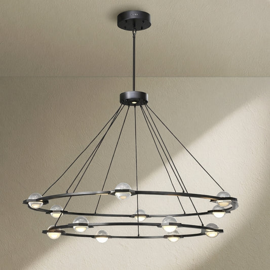 Tricolordeer Celestial Aura 2-Tier Round Chandelier 60" - Background Shot