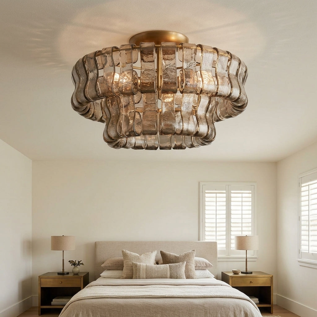 Lamer Lighting Veridian Radiance Flush Mount 18" Diameter - American master bedroom with standard ceiling