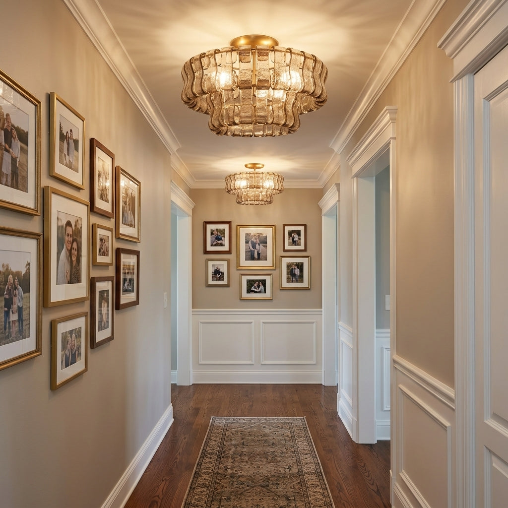 Lamer Lighting Veridian Radiance Flush Mount 18" Diameter - American transitional hallway