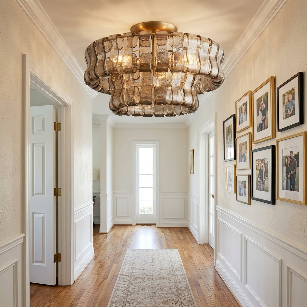 Lamer Lighting Veridian Radiance Flush Mount 18" Diameter - American transitional hallway