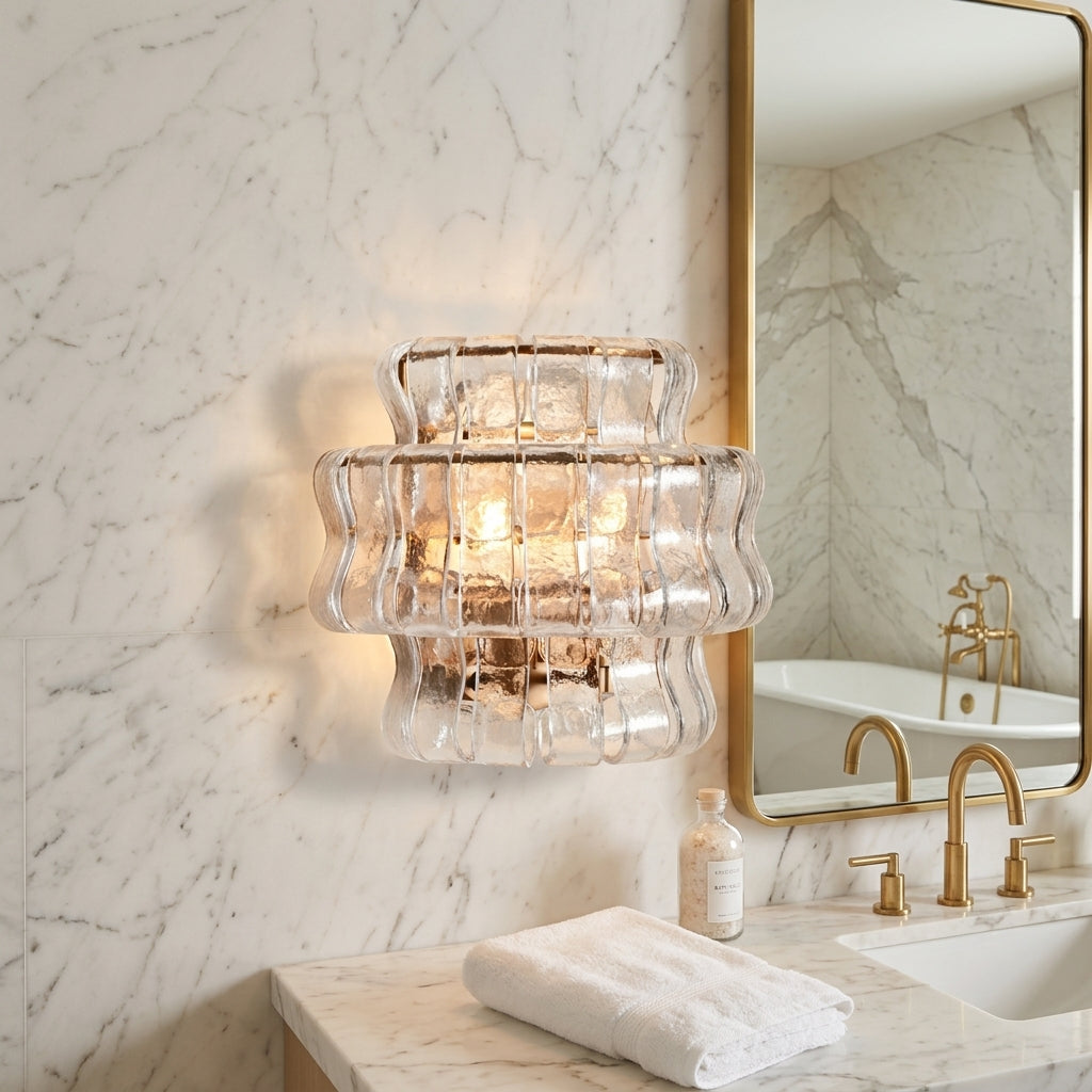 Lamer Lighting Veridian Artisan Glass Sconce - luxury American master bathroom