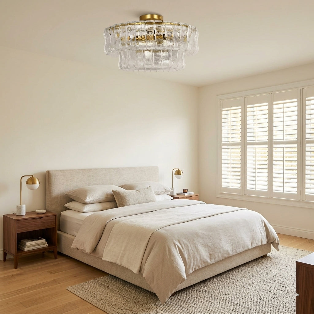 Lamer Lighting Veridian Radiance Flush Mount 18" Diameter - American master bedroom with standard ceiling
