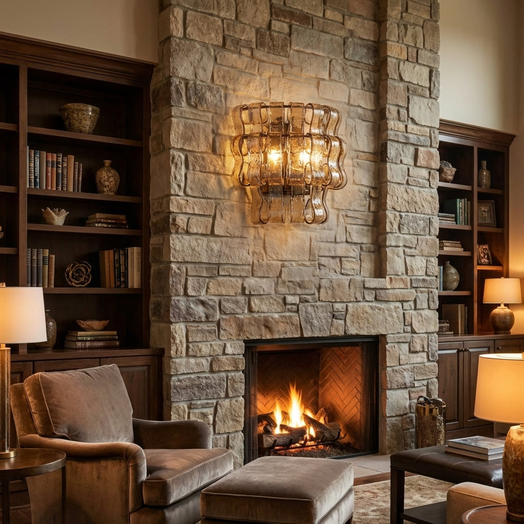 Lamer Lighting Veridian Artisan Glass Sconce - American formal living room
