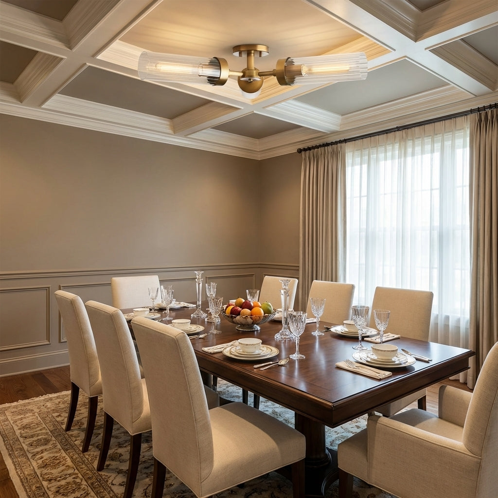 Lamer Lighting Aura 3-Light Flushmount 31.5" Width x 31.5" Depth x 5.5" Height x 31.5" Diameter - elegant American dining room