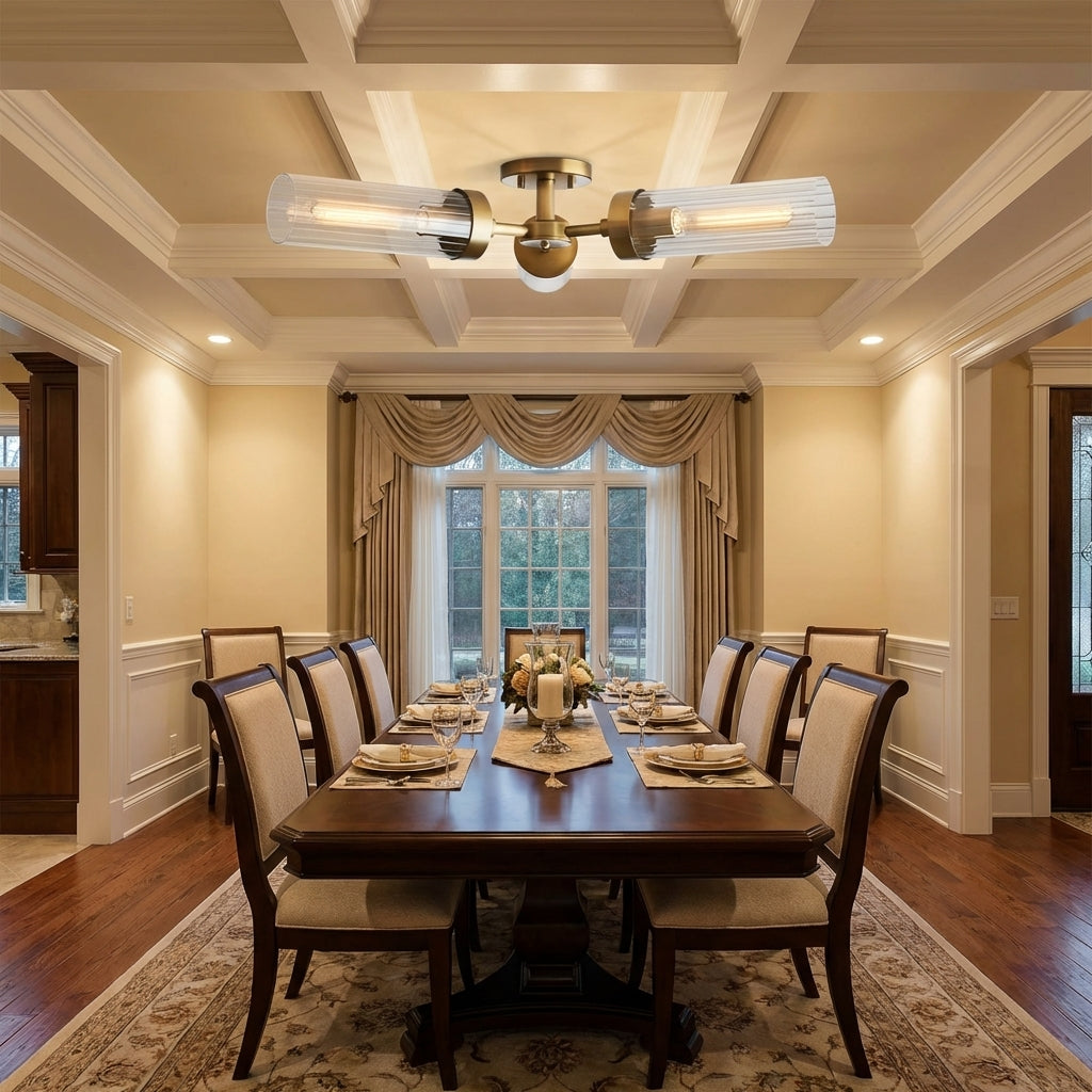 Lamer Lighting Aura 3-Light Flushmount 31.5" Width x 31.5" Depth x 5.5" Height x 31.5" Diameter - elegant American dining room