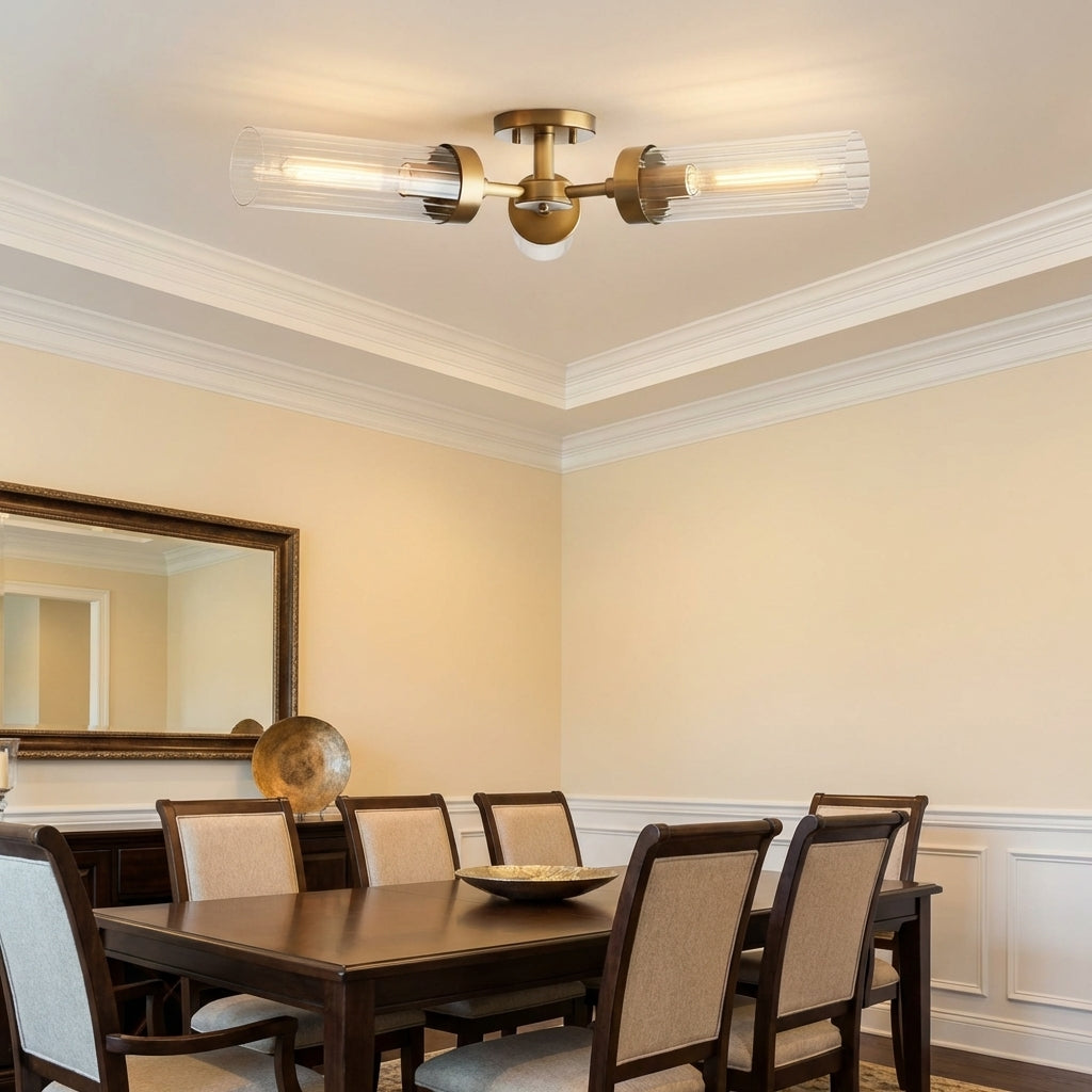 Lamer Lighting Aura 3-Light Flushmount 31.5" Width x 31.5" Depth x 5.5" Height x 31.5" Diameter - elegant American dining room