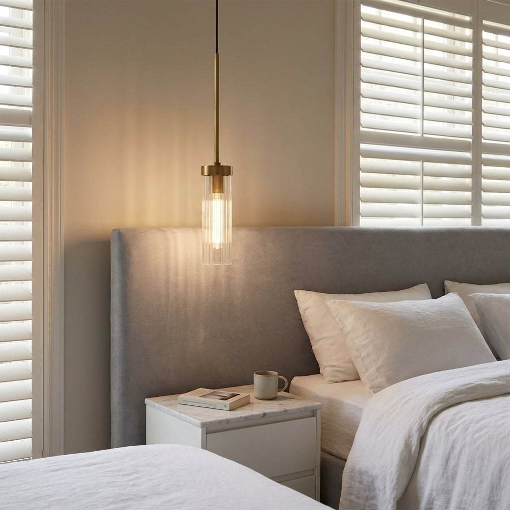 Lamer Lighting Veridian Fluted Glass 1-Light Pendant - elegant American bedroom
