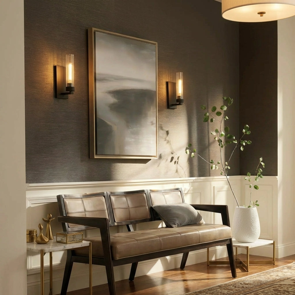 Lamer Lighting Aura Fluted Glass 1-Light Wall Sconce - sophisticated American hallway alcove