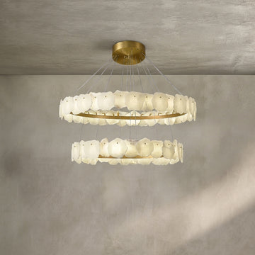 Lamer Lighting Aura Alabaster Multi-Tiered Round Chandelier D60+D80CM D80+D100CM D60+D80+D100CM 160cm+135cm - Background Shot
