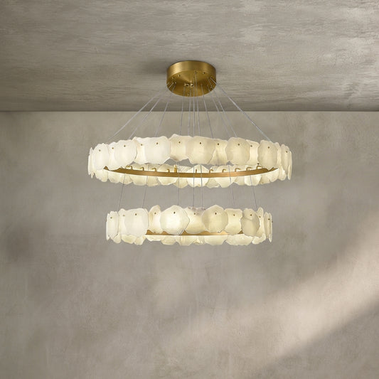 Lamer Lighting Aura Alabaster Multi-Tiered Round Chandelier D60+D80CM D80+D100CM D60+D80+D100CM 160cm+135cm - Background Shot