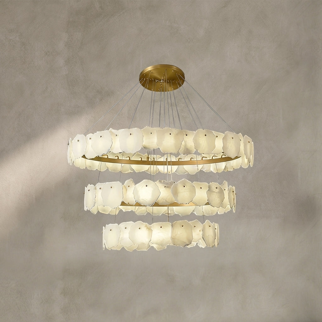 Lamer Lighting Aura Alabaster Multi-Tiered Round Chandelier D60+D80CM D80+D100CM D60+D80+D100CM 160cm+135cm - Background Shot