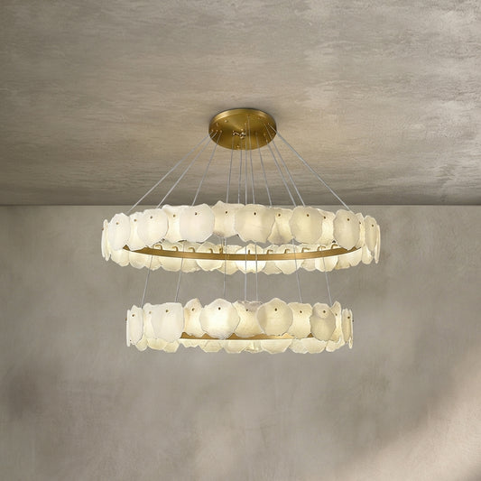 Lamer Lighting Aura Alabaster Multi-Tiered Round Chandelier D60+D80CM D80+D100CM D60+D80+D100CM 160cm+135cm - Background Shot