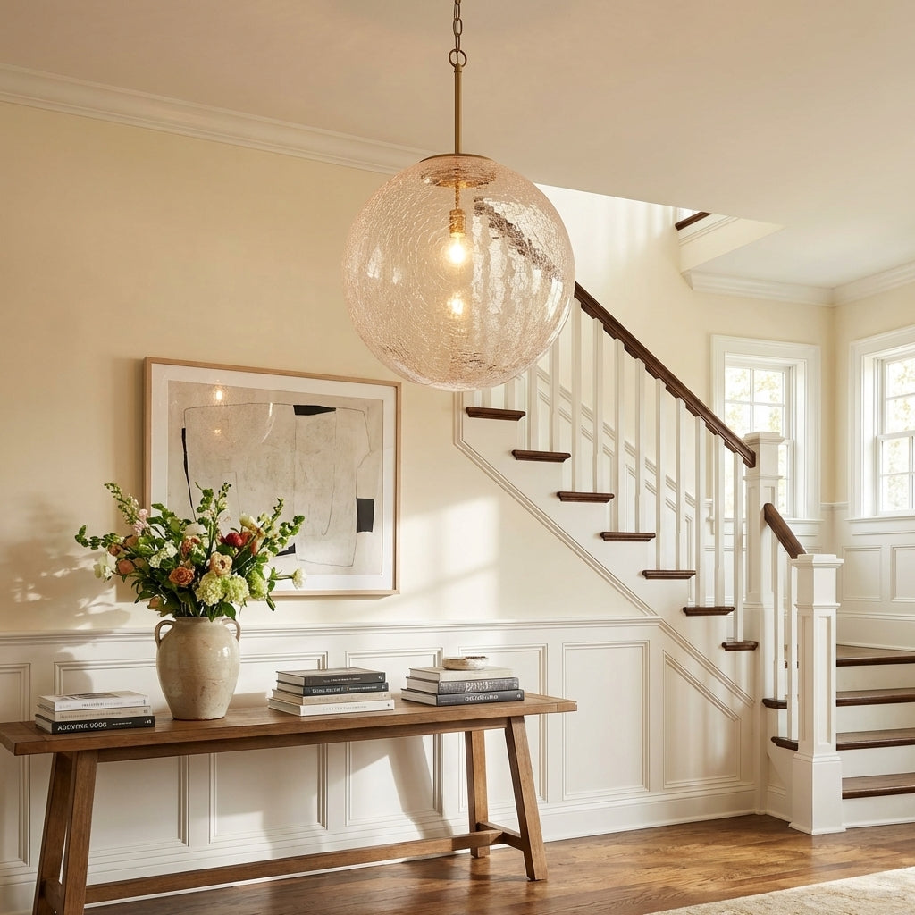 Lamer Lighting Aura Sphere Integrated LED Pendant - elegant American entryway with 10-foot ceiling