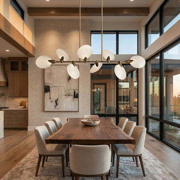 Lamer Lighting Aura Linear Chandelier 62"74" - American great room dining area