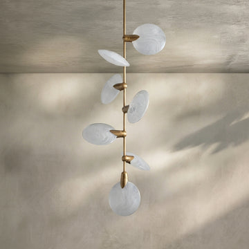 Lamer Lighting Aura Grand Hand-Blown Glass 7-Light Pendant for Staircase Foyer 21.75" Diameter - Background Shot