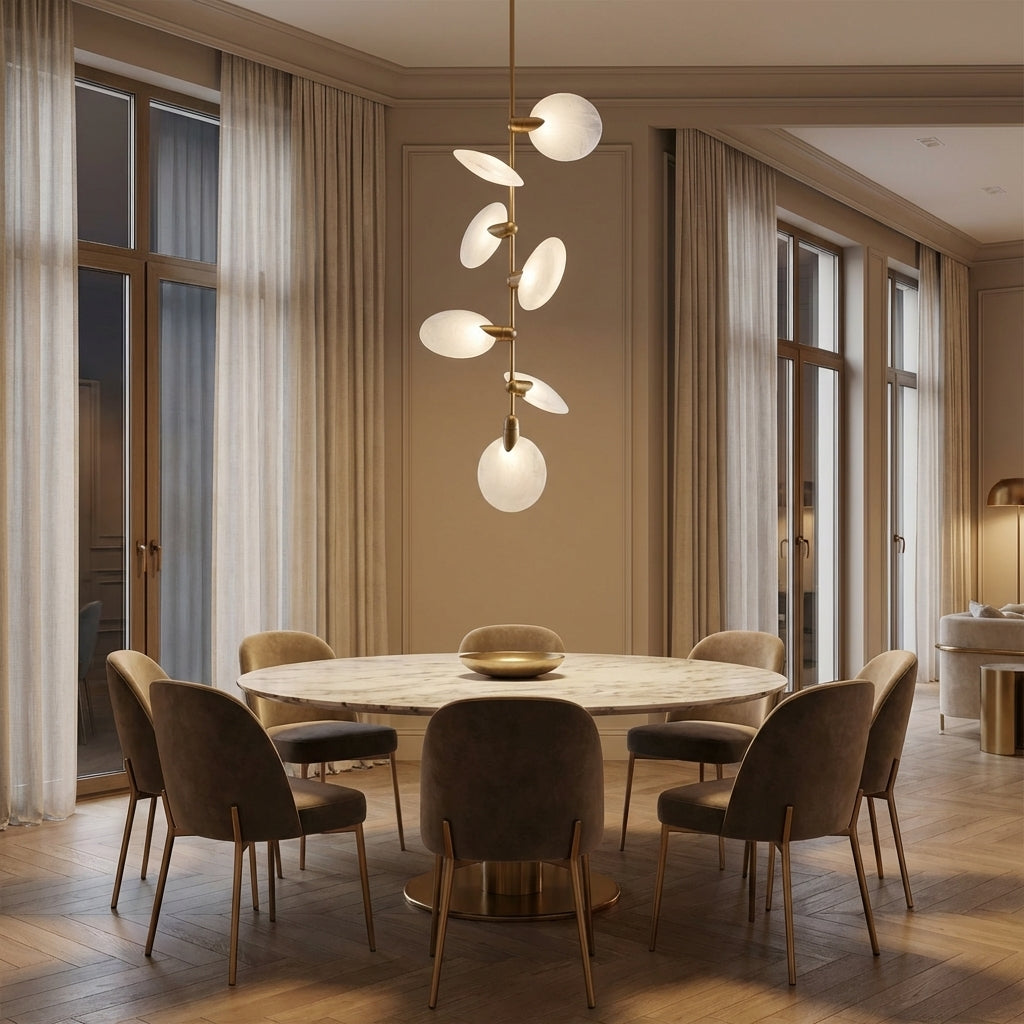 Lamer Lighting Aura Grand Hand-Blown Glass 7-Light Pendant for Staircase Foyer 21.75" Diameter - luxurious American dining room