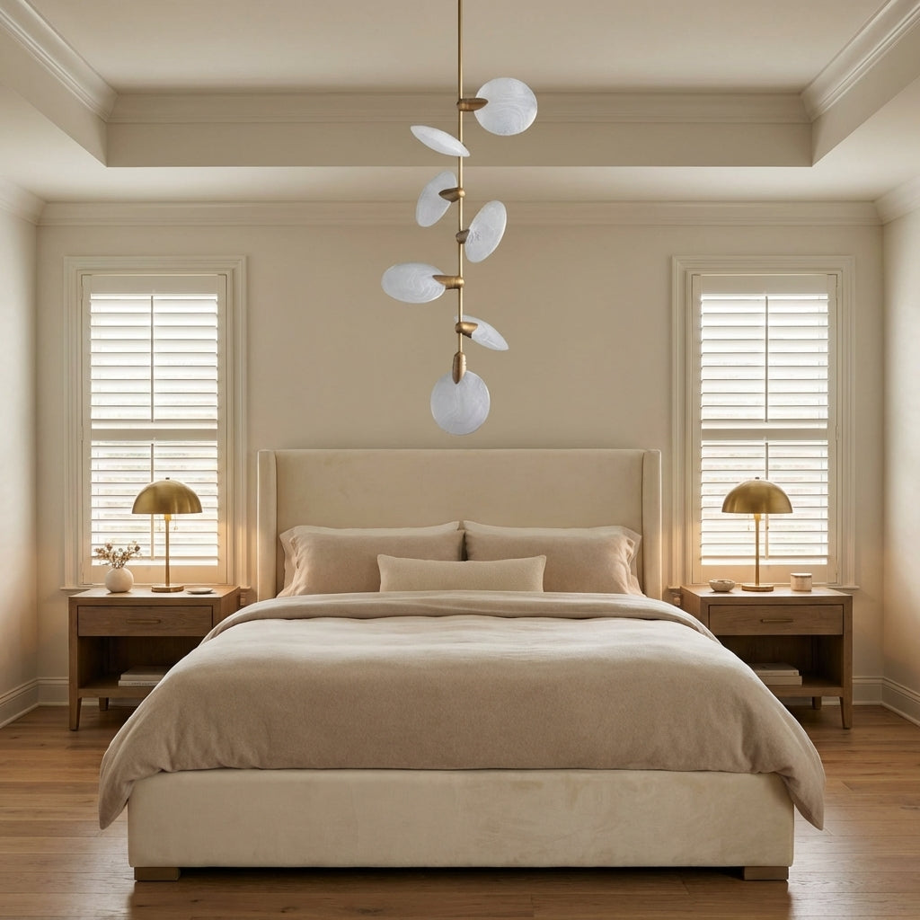 Lamer Lighting Aura Grand Hand-Blown Glass 7-Light Pendant for Staircase Foyer 21.75" Diameter - American master bedroom with tray ceiling