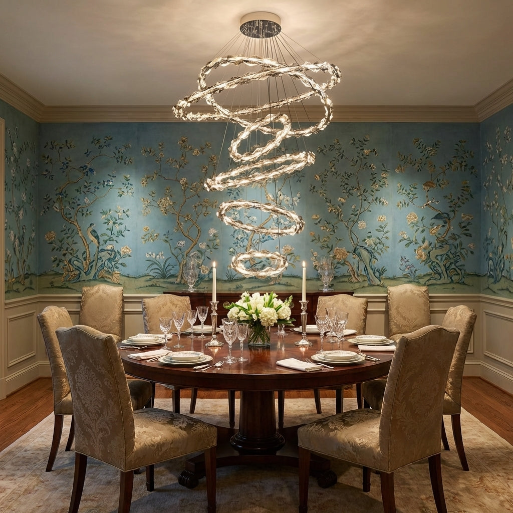 Lamer Lighting Grand Tiered Crystal Ring Chandelier - formal American dining room