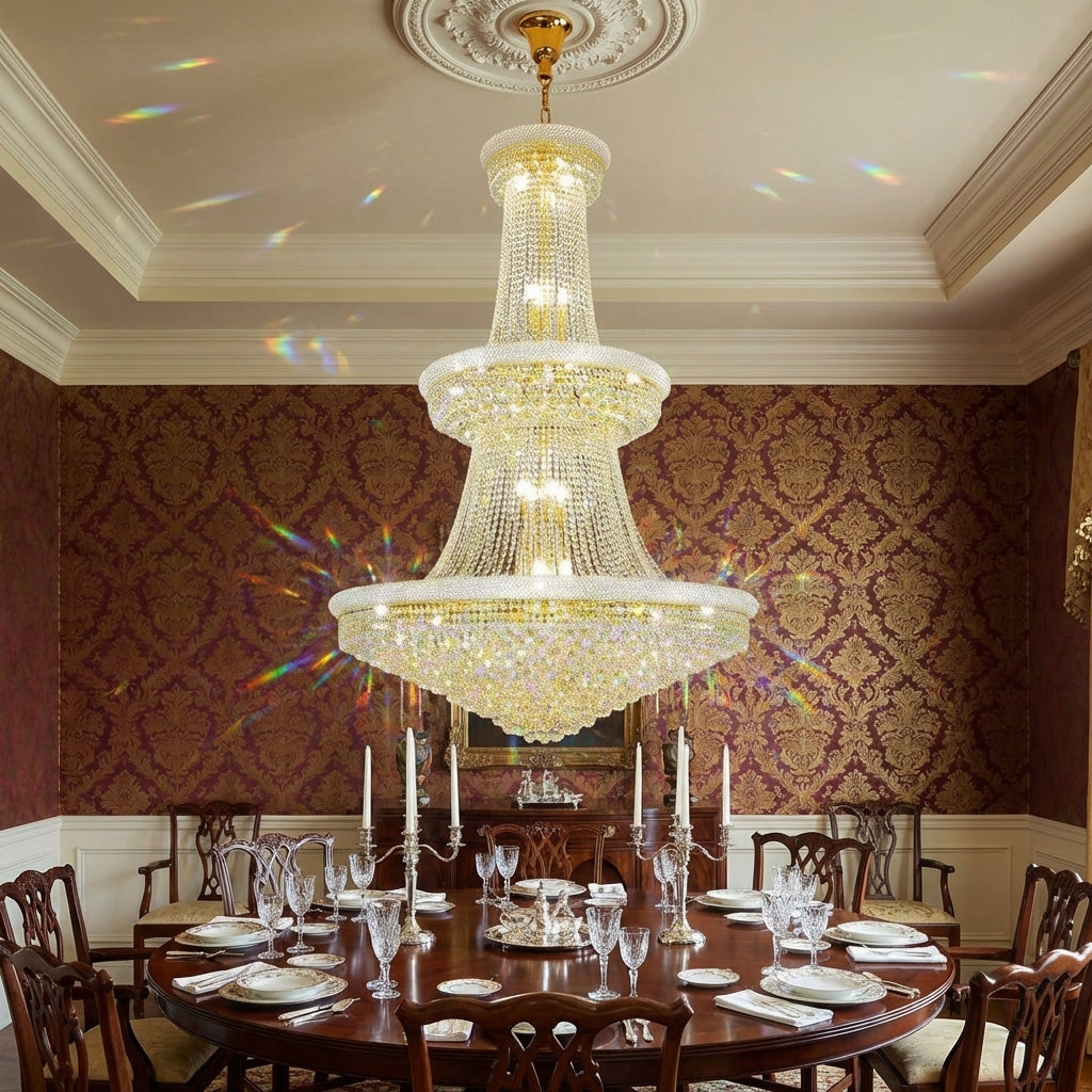Lamer Lighting Grand Radiance Round Crystal Chandelier - formal American dining room