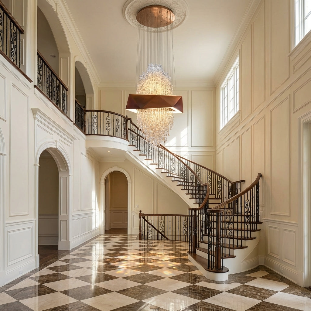 Lamer Lighting Opulent Grandeur Crystal Pendant Chandelier - grand American estate foyer