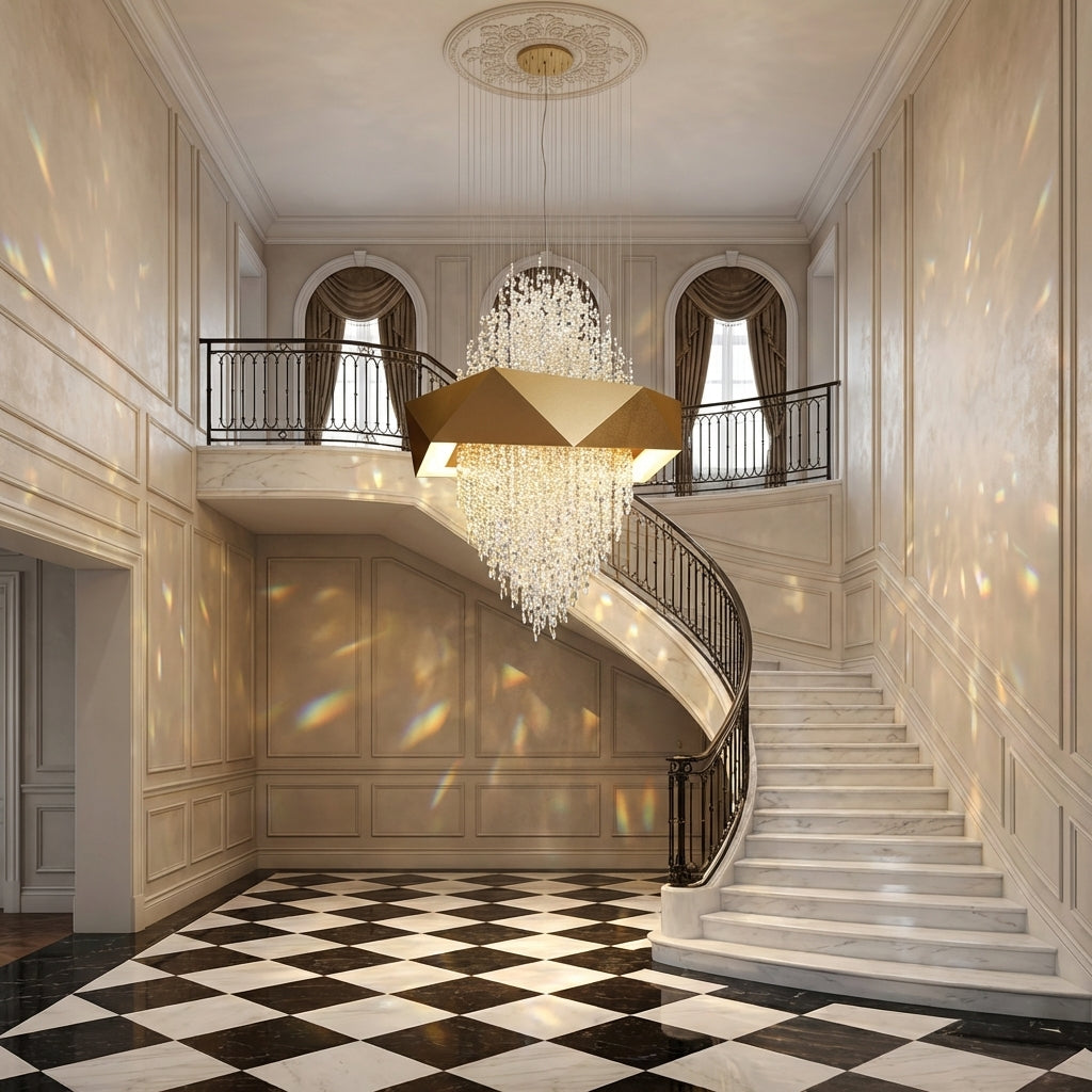 Lamer Lighting Opulent Grandeur Crystal Pendant Chandelier - grand American estate foyer