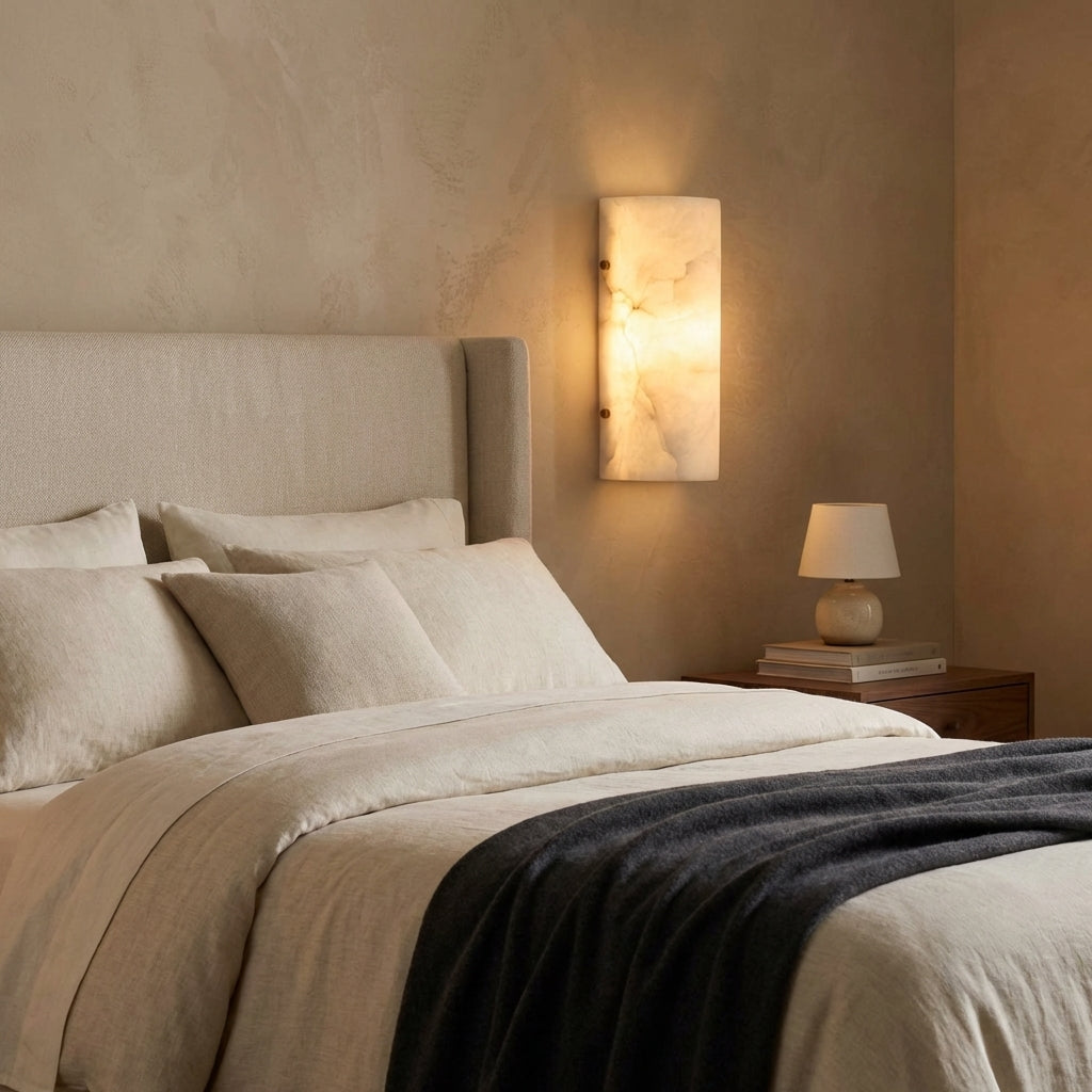 Lamer Lighting Luminous Alabaster Stone Sconce - elegant American bedroom