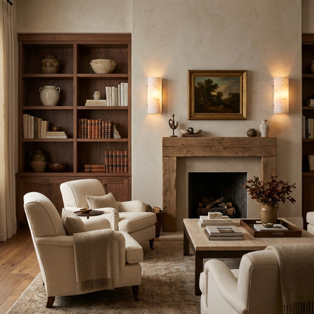 Lamer Lighting Luminous Alabaster Stone Sconce - American formal living room
