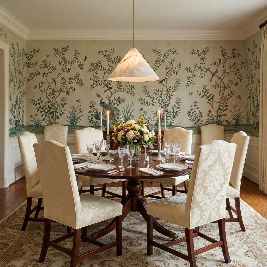 Lamer Lighting Sakura Bloom Alabaster Pendant - formal American dining room